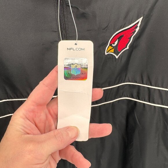 NFL Arizona Cardinals Full Zip Windbreaker Jacket Mens Large Black Polyester NEW - Picture 3 of 8